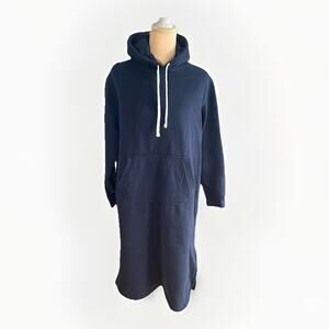 Lands' End Women’s S Navy Blue Hooded Lounger Sweater Dress Cozy Athleisure